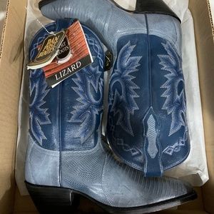 Dan Post Cowboy Boots Lizard Blue Grey